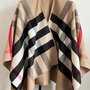 Burberry Tan and Black Plaid Cape